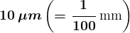 \large\boldsymbol{10\,\mu m\left(=\dfrac{1}{100}\,\text{mm}\right)}